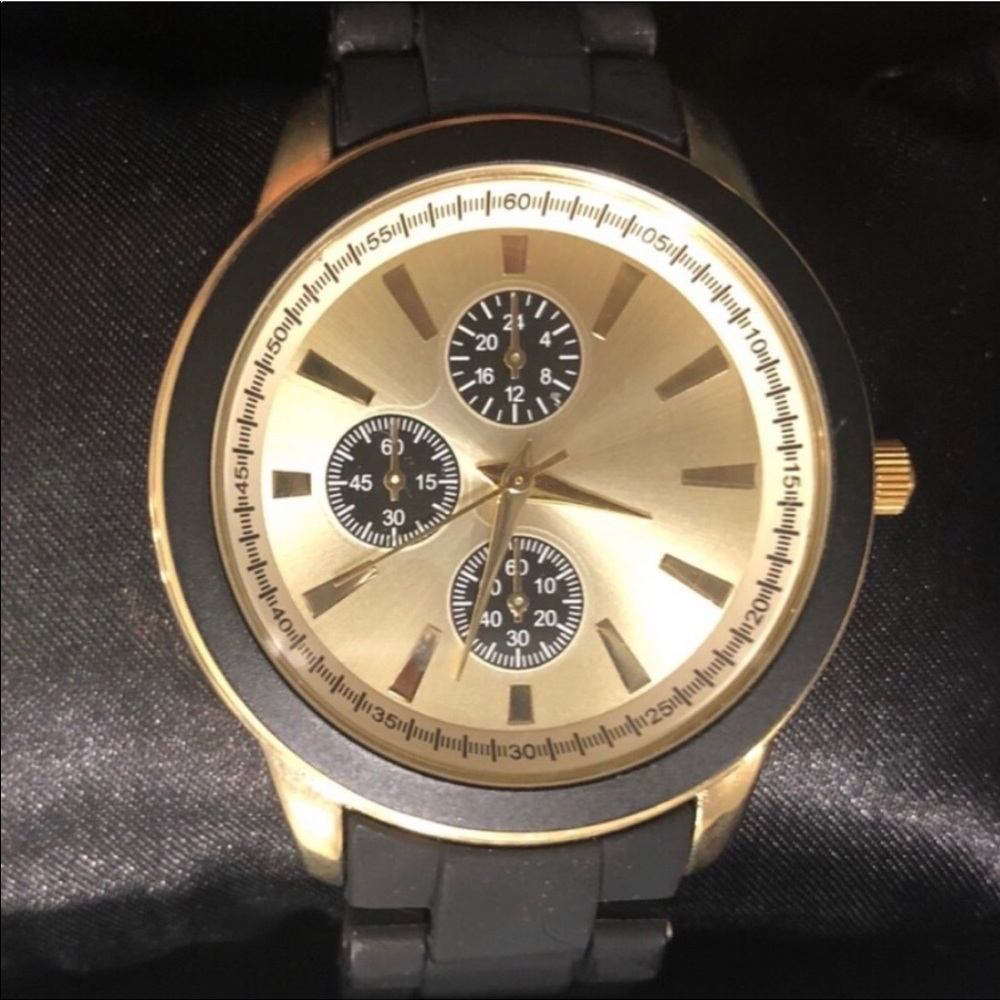 Asos Black Gold Silicone Minimalist Plastic Watch